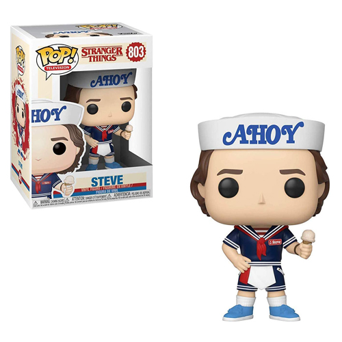 Stranger Things Action Figure Toy Funko Pop Movie TV Character Steve with Hat and Ice Cream Vinyl Dolls Toy PVC Model Collection Decoration Gifts for Children Multicolored