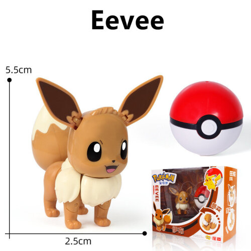 Pokémon Action Figure Eevee Ball Toy with Battle Figure Anime Throwing Fun Toys Elf Ball Gift for Children and Pokemon Fans