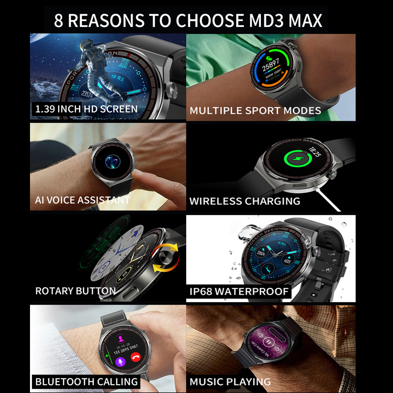 NFC Smartwatch Bluetooth Call Multi-sport IP68 Waterproof Heart Rate Blood Pressure Blood Oxygen Monitoring Smart Watch