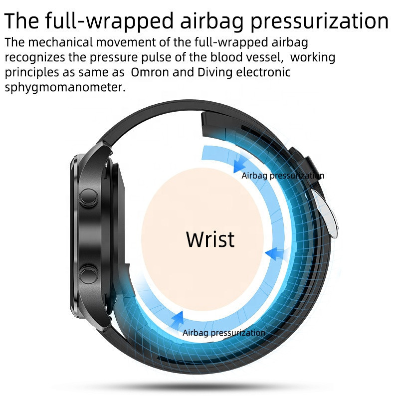 Smartwatch Air Pump Airbag True Oxygen Temperature Monitor Smart Watch Black
