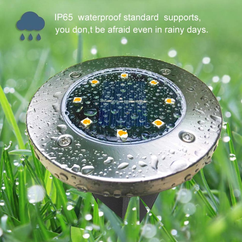 4Pcs 8LED Solar Power Ground Light Floor Deck Outdoor Garden Law Warm White