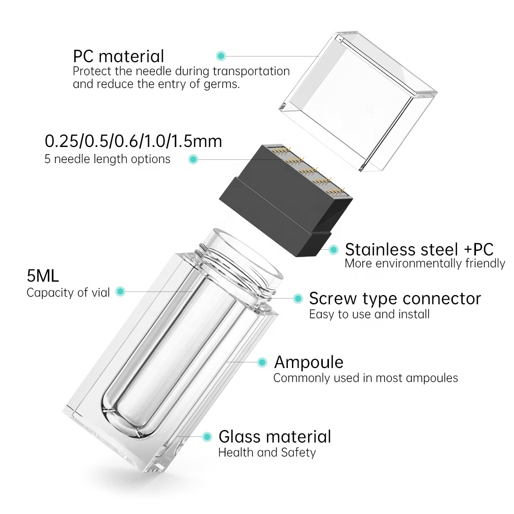 (0.25mm) Hydra Needle Roller HN25 Micro Needle Roller Microneedling Therapy Derma Roller Stamp Titanium Device Beauty Machine Facial Tools With Serums Bottle for Facial Skin Care Essence MTS Aesthetics Force Anti aging 25 pins