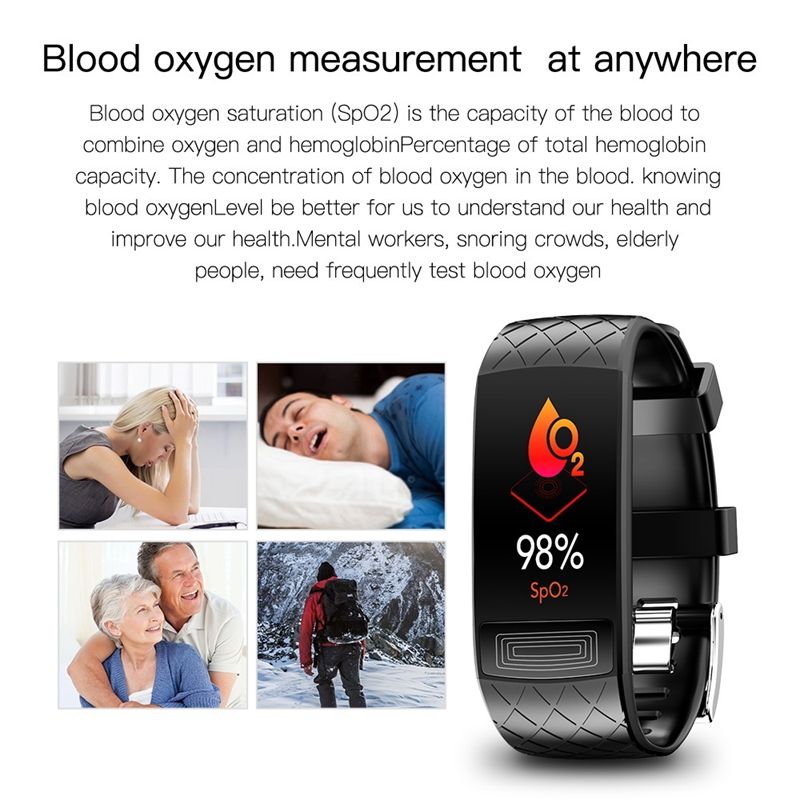 (Blue) 2023 ECG Smart Bracelet Fitness Heart Rate Blood Pressure SpO2 Monitor Smart Band Sport Wristband IP67 Smartwatch