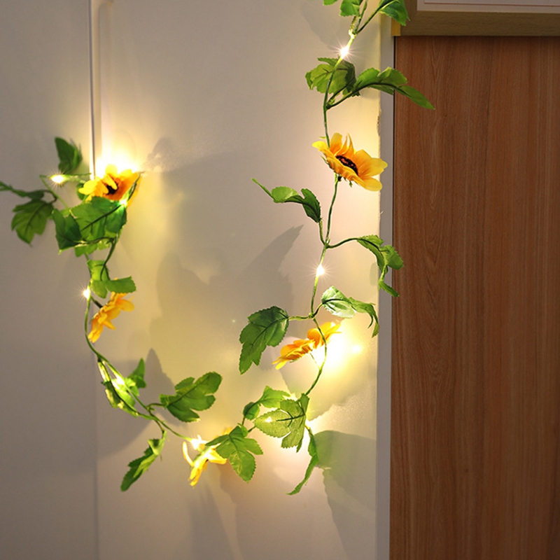 Sunflower Fairy Lights Battery Operated 2M/20 LED String Lights Decorative Artificial Flower Garland