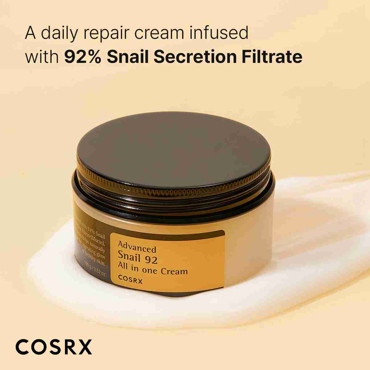 COSRX Advanced Snail 92 All in one Cream, 3.53 oz/100g | Moisturizing Snail Secretion Filtrate 92 | Facial Moisturiser