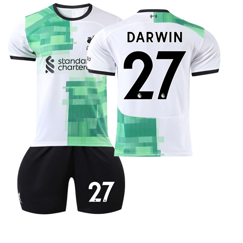 (2~3 Years) 23-24 Liverpool No.27 Darwin Soccer Kit for Kids Boys Football Kits Green Adults Training Suit Sportswear