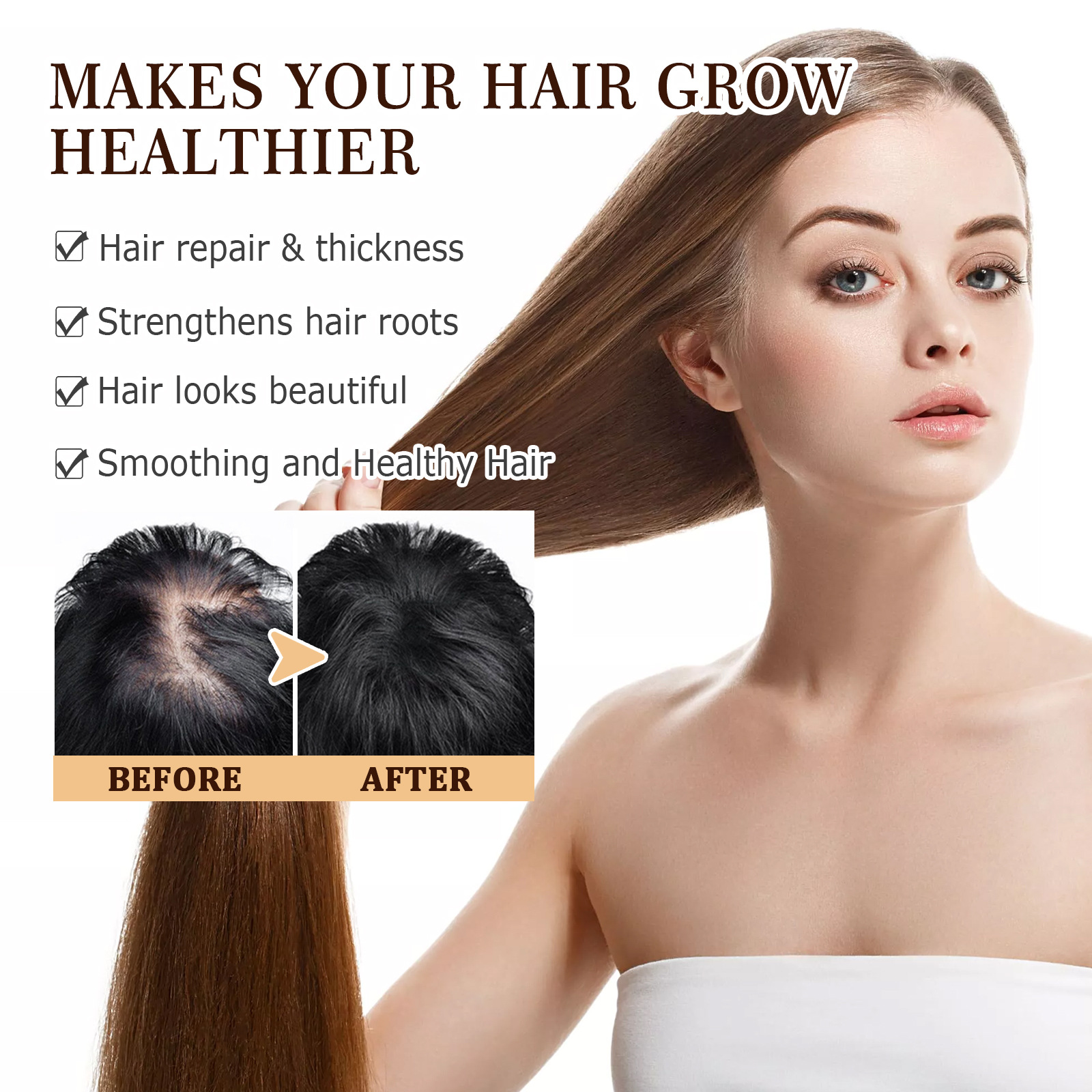 Hair Essence Rice Dense Hair Spray Hair Fast Growth Serum Snti-Hair Loss Seborrheic Hair Loss Repair Deep Care Hair Texture Man Woman 50ml
