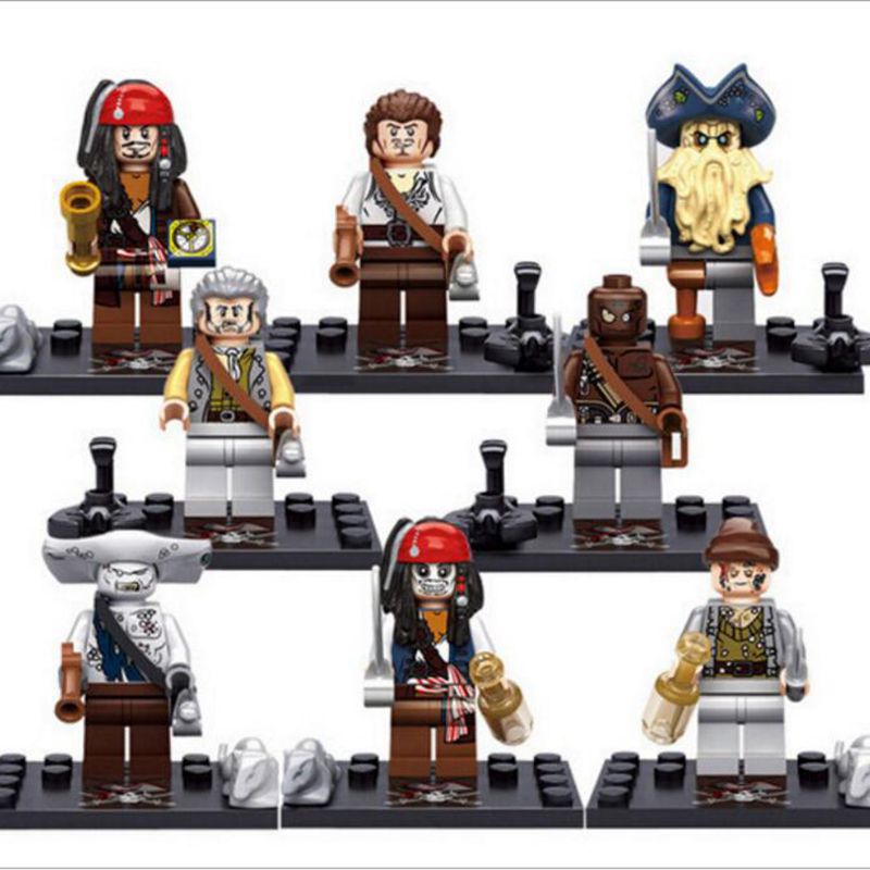 (A) 8pcs Caribbean Pirates Minifigures Compatible Toys Fit Lego