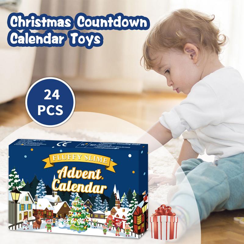 Christmas Advent Calendar 24PCS Christmas Countdown Calendar Toys Surprises Bind Box Holiday DIY Slime Gift Set Xmas Gifts for Kids