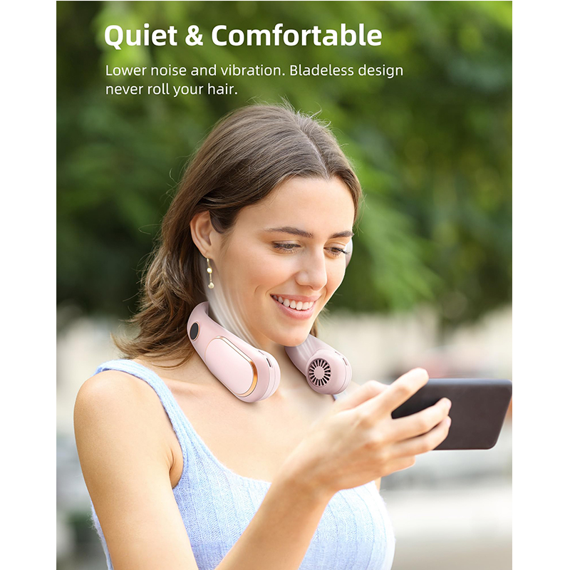 Rechargeable Neck Fan 4 Speeds Hands Free Bladeless Battery Operated Wearable Fan Adjustable