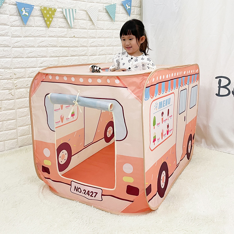 (Blue) Childrens Car-Themed Play Tent Indoor Outdoor Toy House for Kids