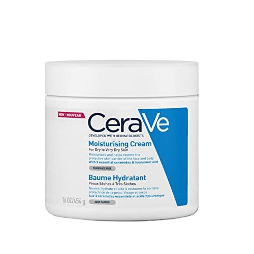CeraVe Moisturising Cream for Dry to Very Dry Skin 454g with Hyaluronic Acid & 3 Essenti