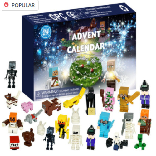 Kids Christmas Minecraft Figures 24 Days Countdown Advent Calendar Toys Surprise Xmas Gifts