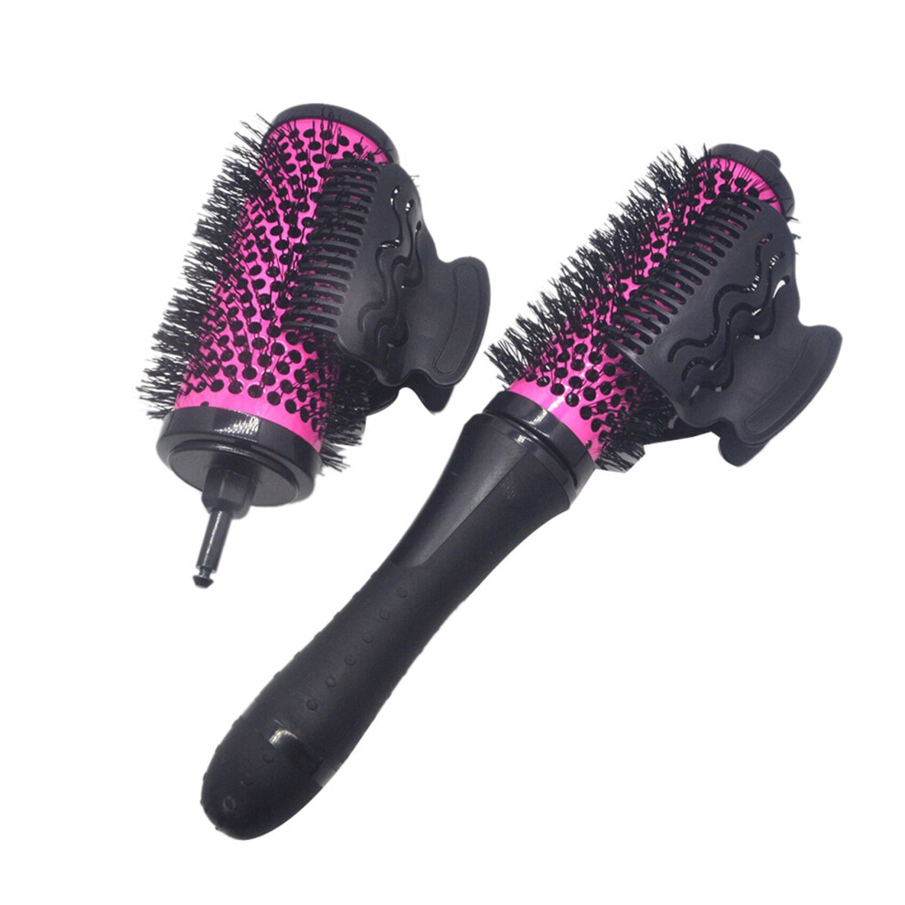 (1 PC Kit) 6pcs Set 3 Sizes Detachable Handle Hair Roller Brush with Positioning Clips Aluminum Ceramic Barrel Curler Comb Hairdresser