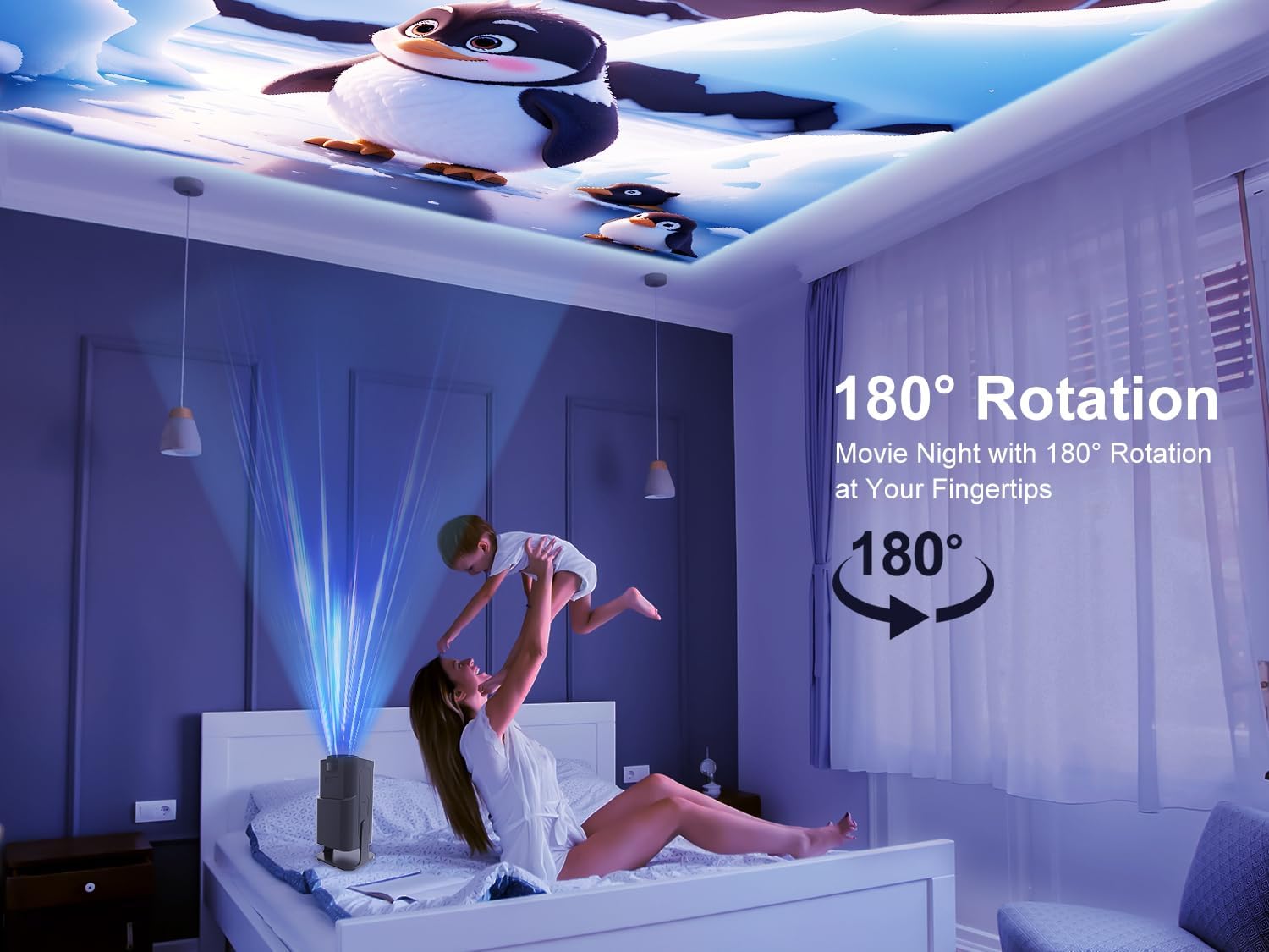 Mini Projector 4K Support Portable Projector with Auto Keystone Natvie 1080P Smart Projector for Bedroom 180 Rotatable Built-in Android 11.0 WiFi6 BT5.0 Home Theater Projector Compatible with Phone