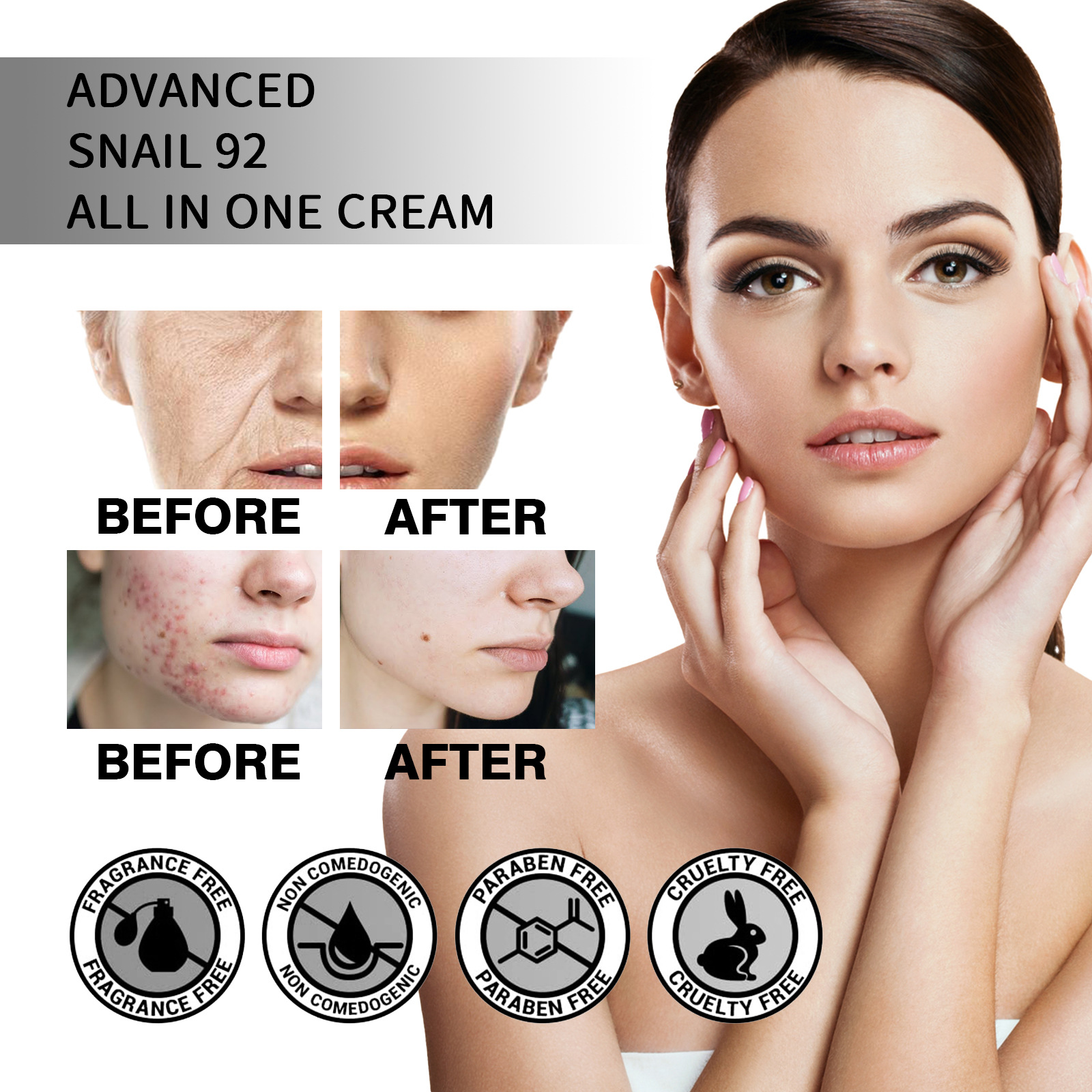(1 PC) Snail Collagen Face Cream Repair Essence Hydrating Moisturizing Lifting Firming Sagging Tightening Smoothing Fade Dark Spots Anti Aging Cream Skin Care