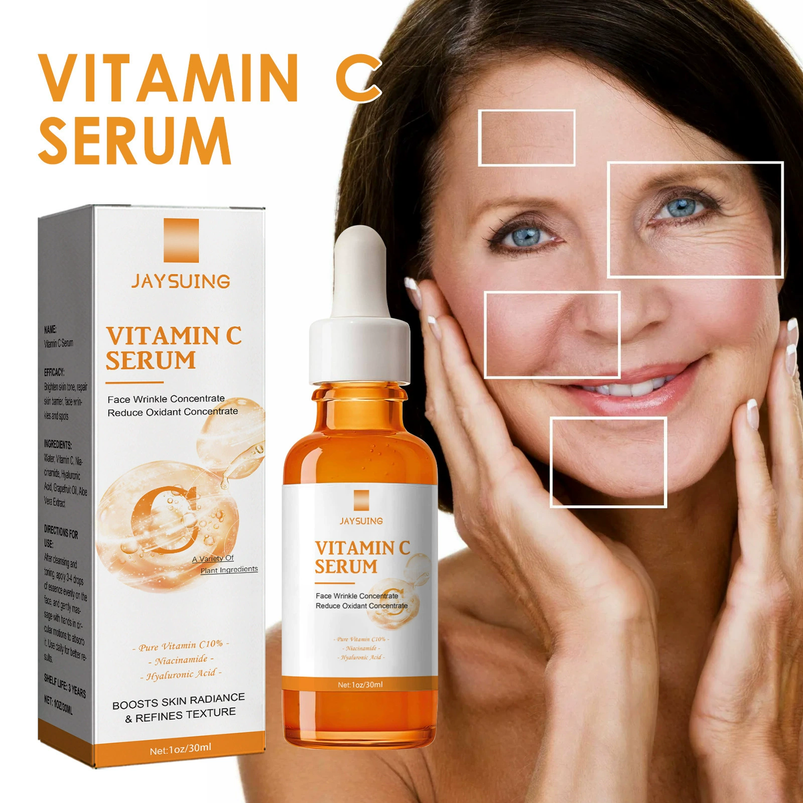 Vitamin C Serum Hyaluronic Acid Fade Fine Lines Glowing Serum Skin Care
