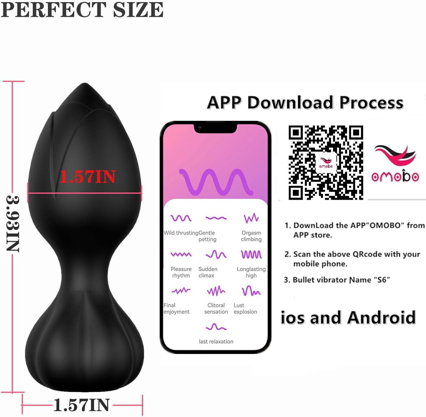(Rose Red) Rose Anal Plug Vibrator Wireless Remote Butt Plug Love Egg Anal Vibrator Sex Toy For Woman Vibration G-Spot Jumping Egg Adult Products 10 Frequency