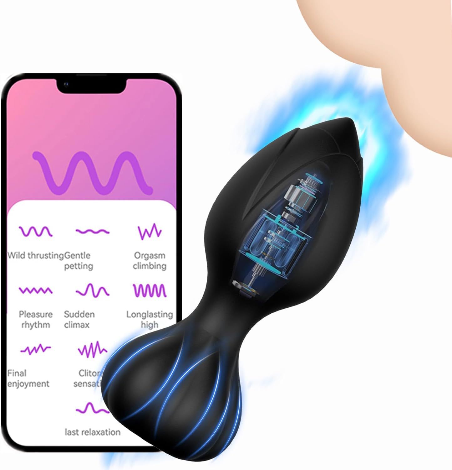 (Rose Red) Rose Anal Plug Vibrator Wireless Remote Butt Plug Love Egg Anal Vibrator Sex Toy For Woman Vibration G-Spot Jumping Egg Adult Products 10 Frequency