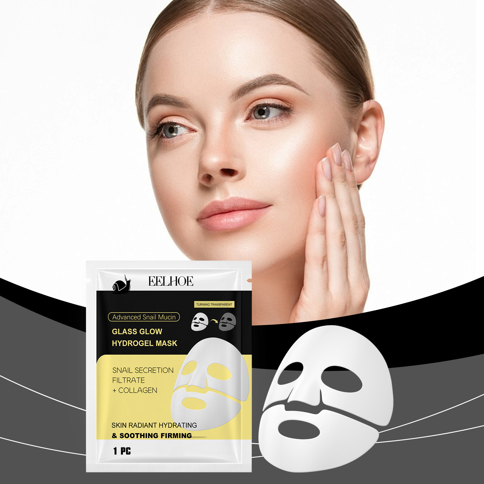 (1 PC) Mucin Moisturizing Mask Collagen Mask Firming Skin Anti Wrinkle Gentle Moisturizing Hydrating Softening Daily Facial Care Mask