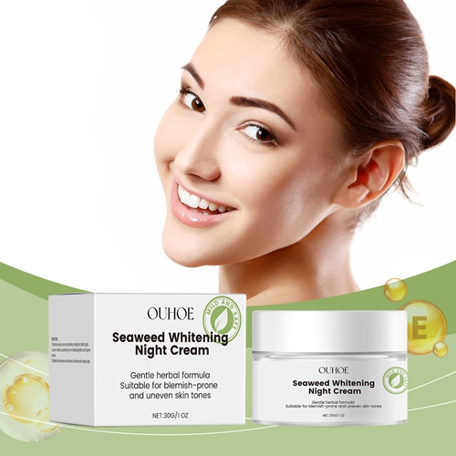 OUHOE Seaweed Nourishing Face Night Cream Whitening Moisturize Hydration Facial Night Skin Care Facial Rejuvenation Brightening Face Repairing Cream 30g