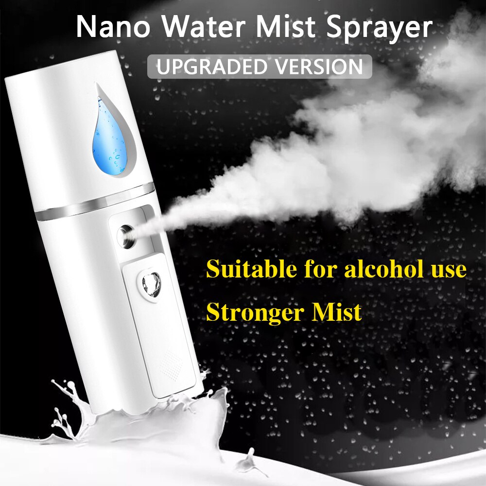 (White) Facial Mister Mini Portable Rechargeable Handy Face Humidifier Household Nano Facial Sprayer Skin Care Machine For Face Hydrating Daily Makeup Beauty Tools