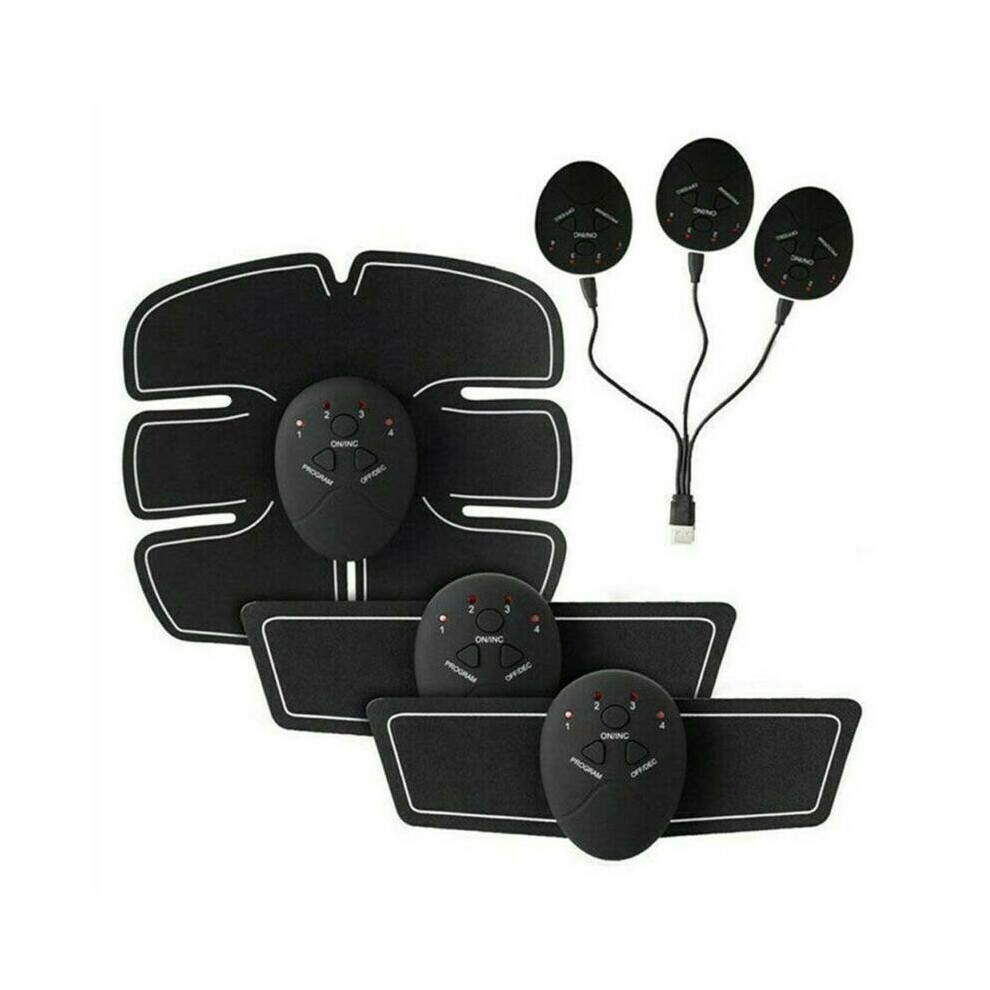 USB Rechargeable Smart EMS Fitness Belt Abs Muscle Toning Trainer Stimulator UK
