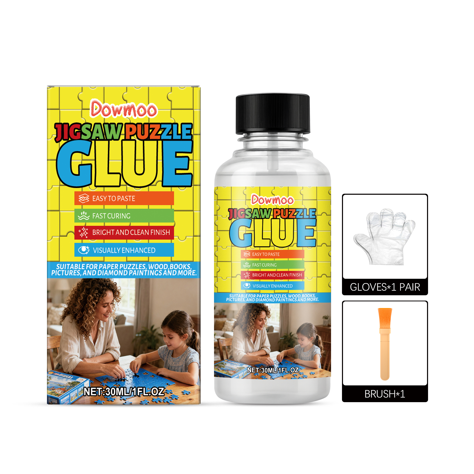 (Yellow) Puzzle Glue Handmade DIY Puzzle Transparent Adhesive Student Office Creative Production Convenient Glue