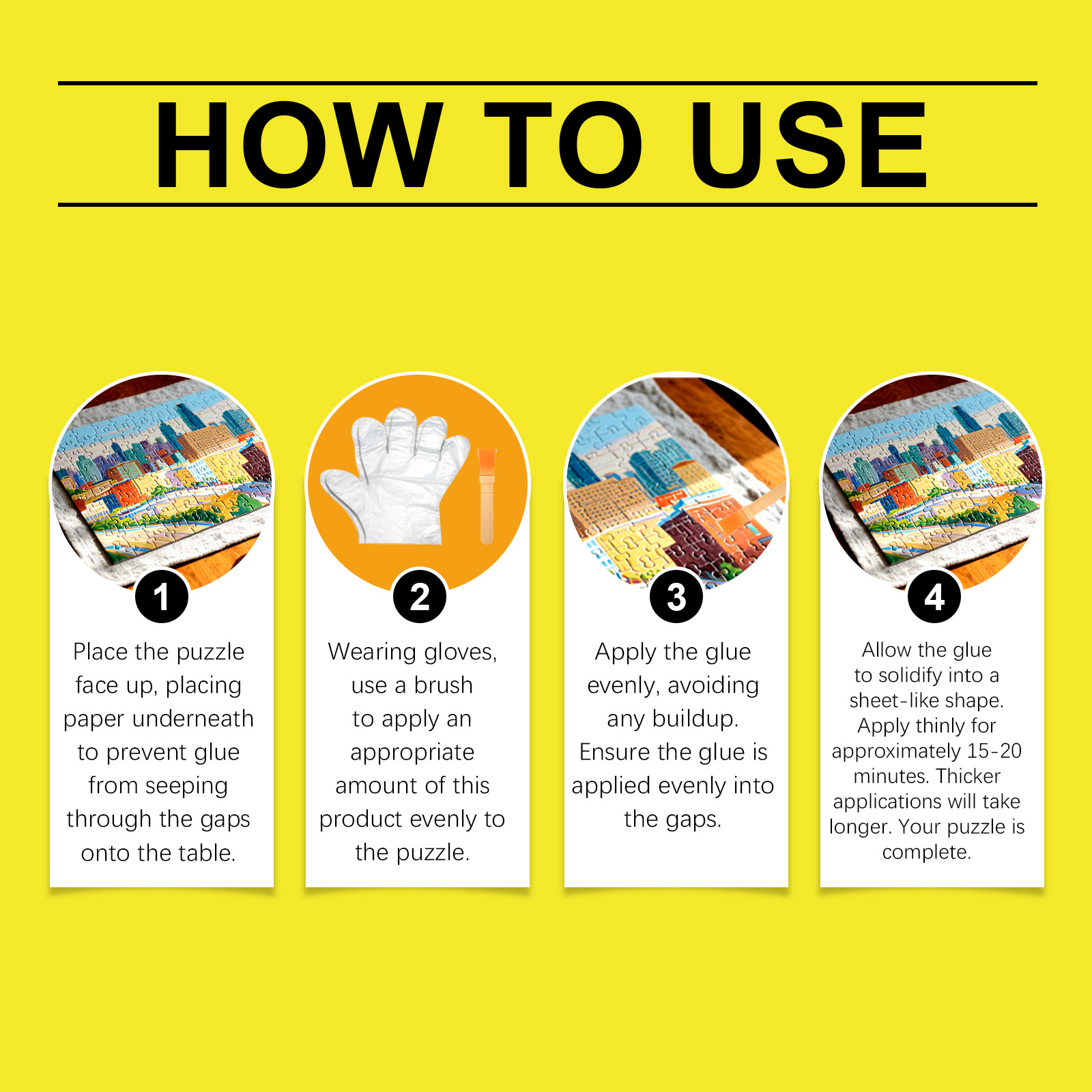 (Yellow) Puzzle Glue Handmade DIY Puzzle Transparent Adhesive Student Office Creative Production Convenient Glue