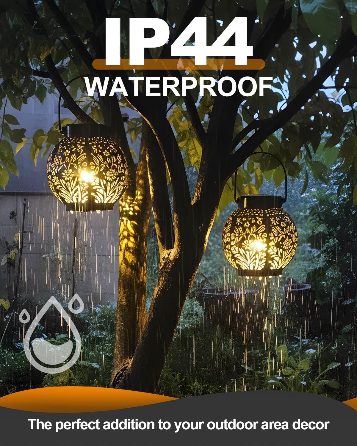 (Butterfly) Newest Solar Lanterns Light 2 Pack Solar Lanterns Garden Ornaments Outdoor with Beautiful Pattern IP44 Hanging Solar Lights Outdoor Garden for Outside