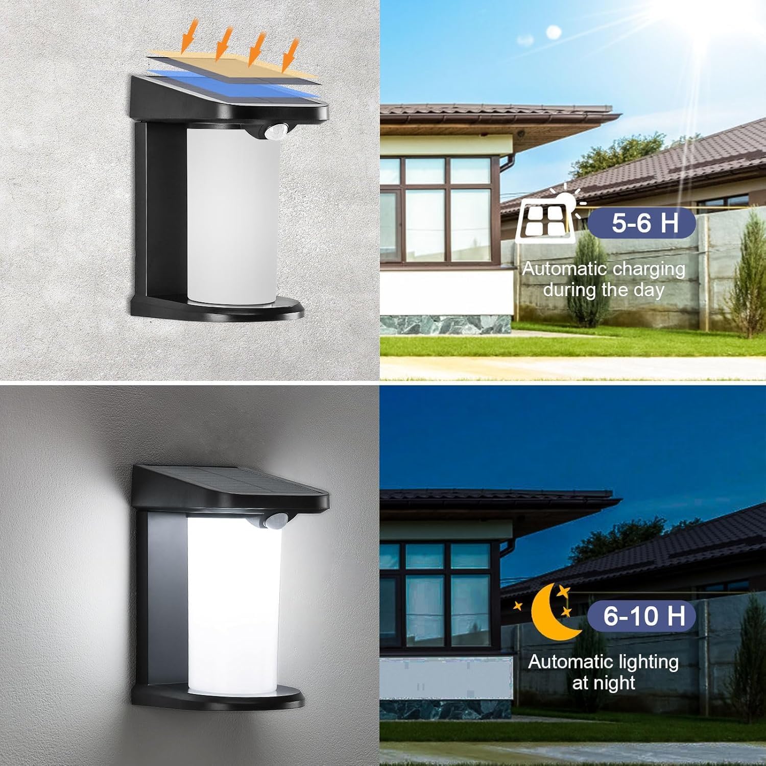 Solar Wall Light, Solar Security Lights Outdoor Garden Wall Waterproof Steel Fence Light Wireless Solar Wall Lights Outdoor Garden Easy Fit Patio Terrace Frontd