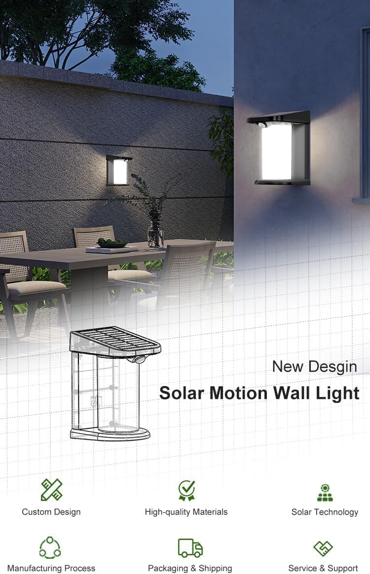 Solar Wall Light, Solar Security Lights Outdoor Garden Wall Waterproof Steel Fence Light Wireless Solar Wall Lights Outdoor Garden Easy Fit Patio Terrace Frontd