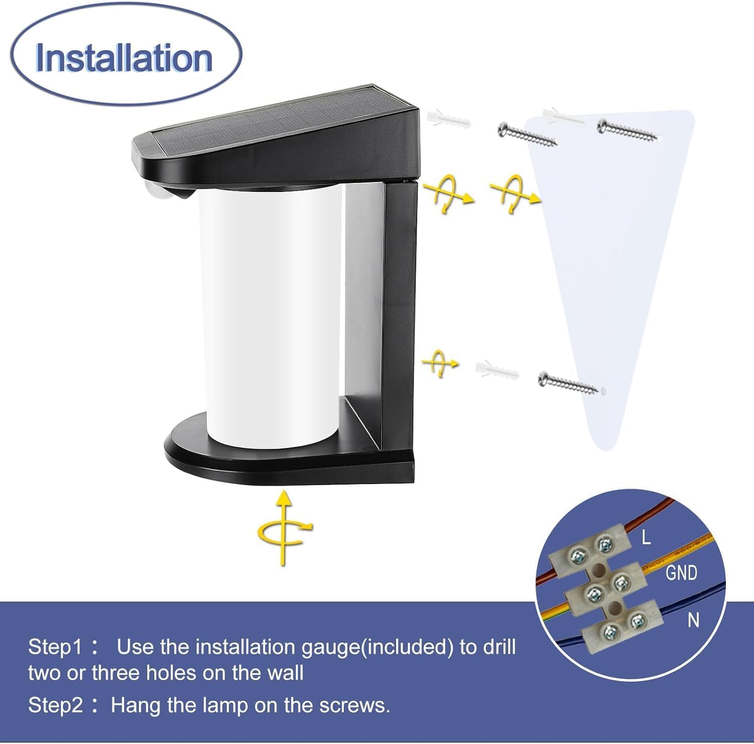 Solar Wall Light, Solar Security Lights Outdoor Garden Wall Waterproof Steel Fence Light Wireless Solar Wall Lights Outdoor Garden Easy Fit Patio Terrace Frontd