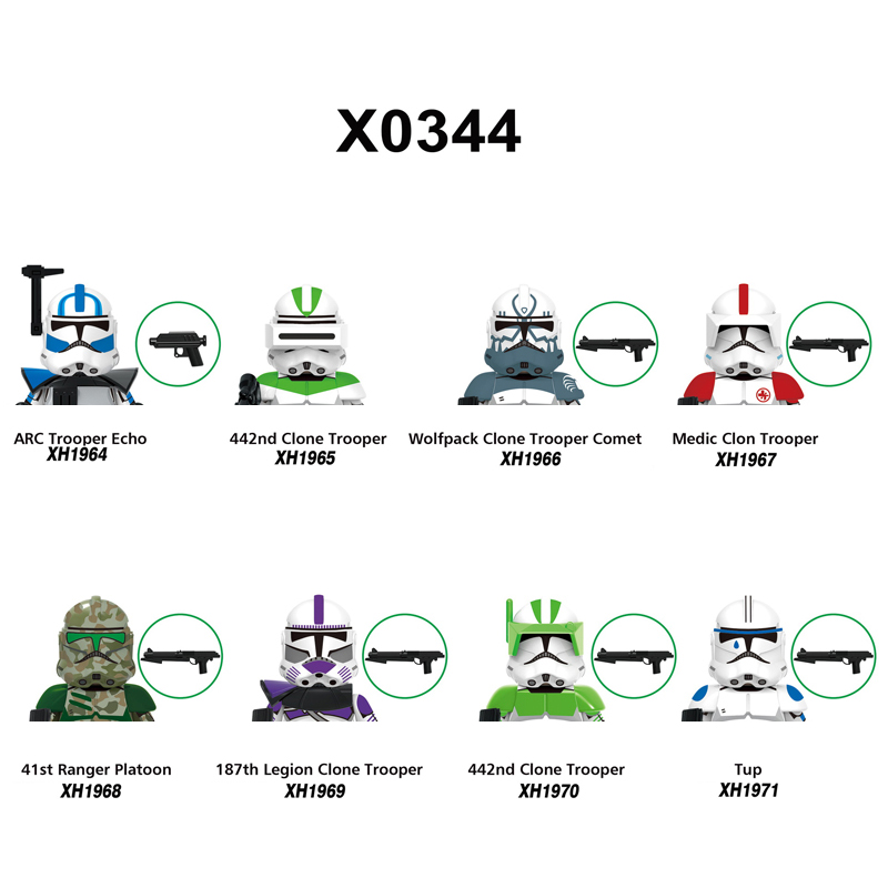 (Style F) Building Blocks 8 Pcs Clone Trooper Brick Galictic Marines Figure Elite Squad Trooper Doom Trooper mini Assembly Toys