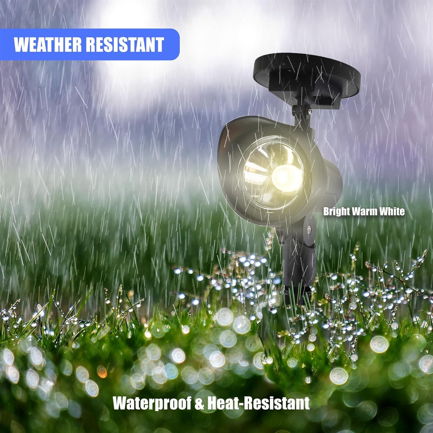 Adjustable Solar Spot Lights with Stakes Set of 2 Warm White LED Black Auto On Off Dusk to Dawn Water Weather Resistant Solar Garden Lights for Outdoor 