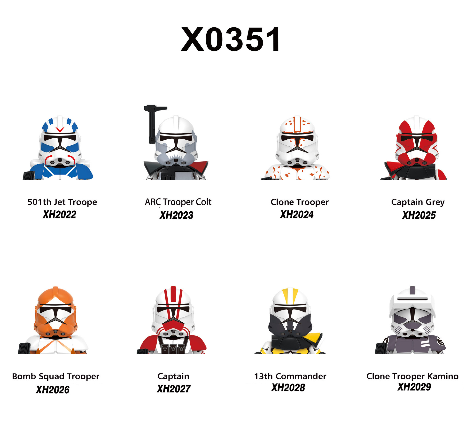 (Style F) Building Blocks 8 Pcs Clone Trooper Brick Galictic Marines Figure Elite Squad Trooper Doom Trooper mini Assembly Toys