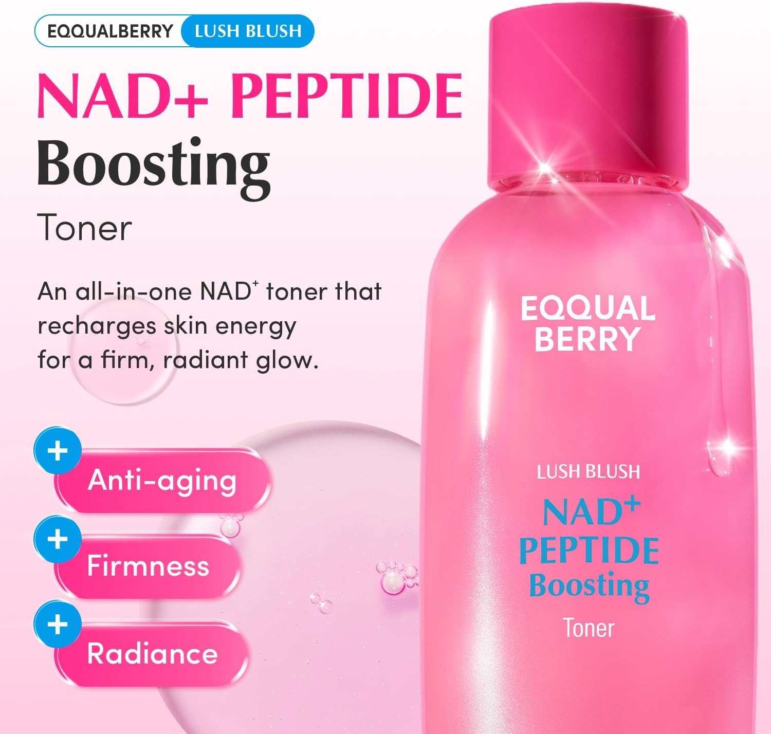 EQQUALBERRY NAD Peptide Boosting Toner 150ml Hydrating Firming Skin Prep Toner with NADPeptides Ceramide Complex Daily Radiance-Supporting Formula New