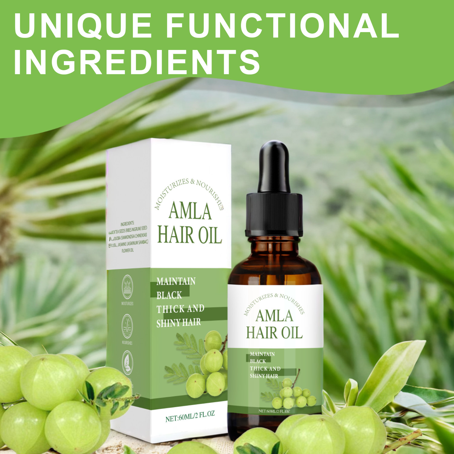 Amla Oil For Hair Nourishing Moisturizing Scalp Conditioning Split End Repair And Darkening Treatment Oil 60ml