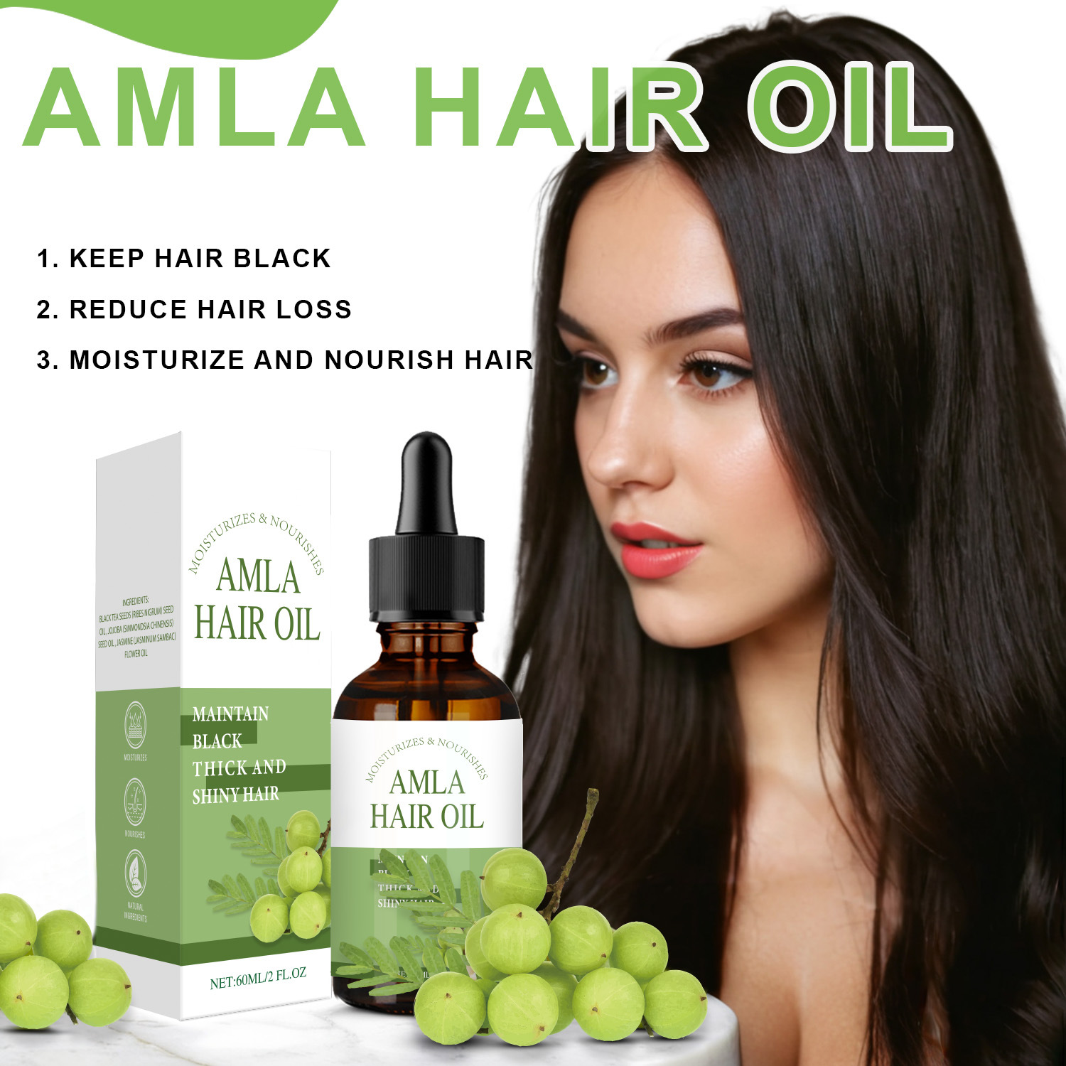 Amla Oil For Hair Nourishing Moisturizing Scalp Conditioning Split End Repair And Darkening Treatment Oil 60ml