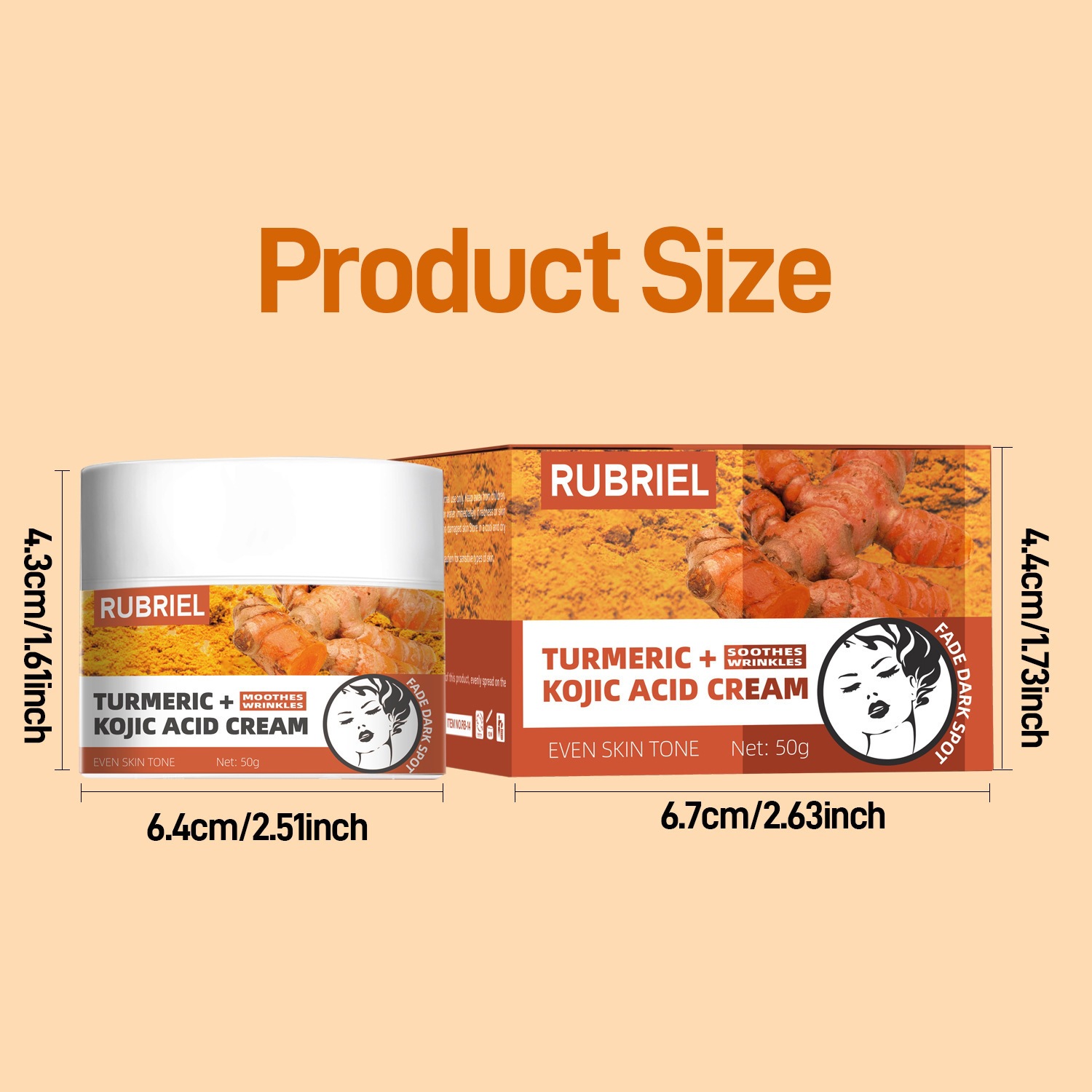 Turmeric Kojic Acid Face Cream Moisturising Anti Wrinkle Gentle Repair for Daily Skin Care Natural 50g