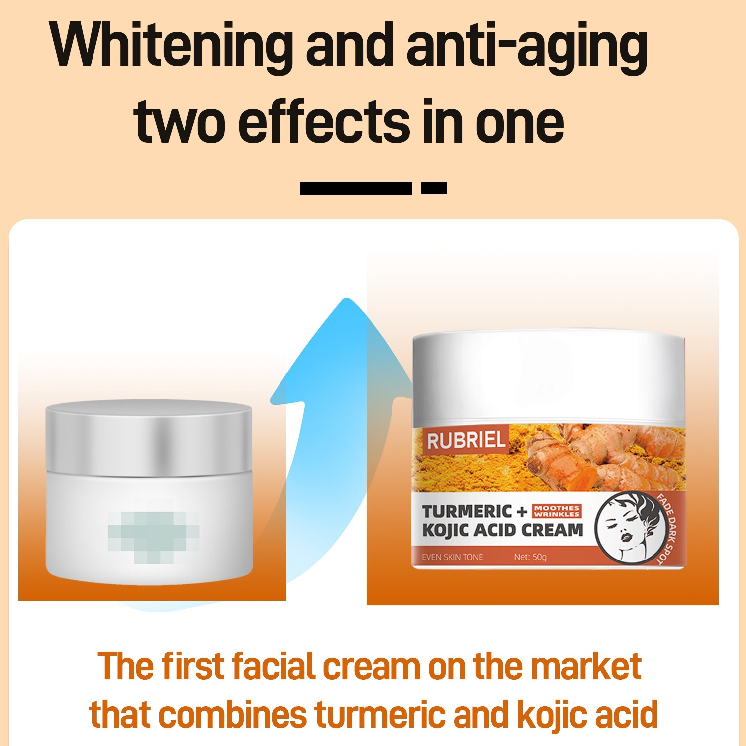 Turmeric Kojic Acid Face Cream Moisturising Anti Wrinkle Gentle Repair for Daily Skin Care Natural 50g