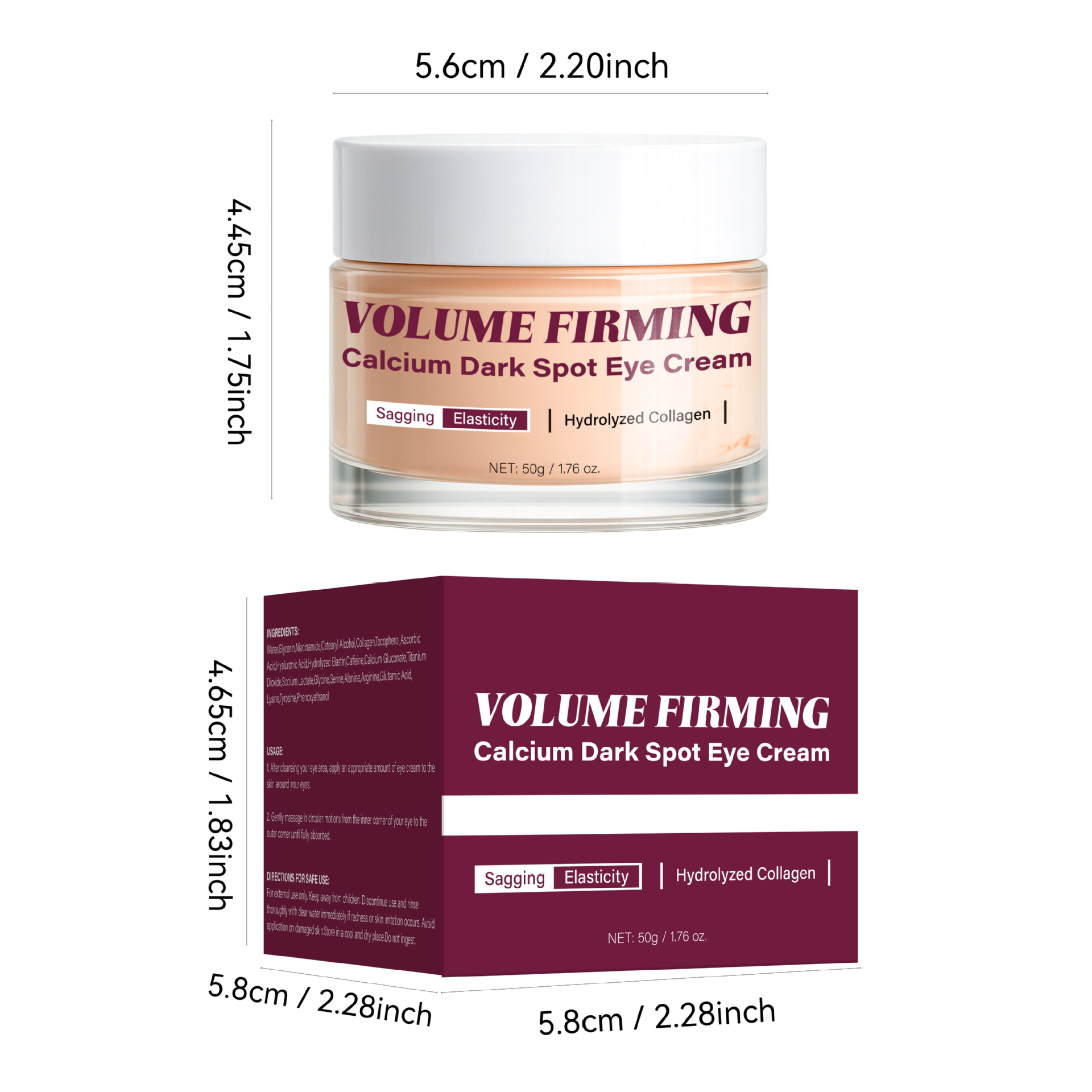 Calcium Dark Spot Eye Cream For Brightening Even Tone And Daily Eye Moisturizing Treatment 50g