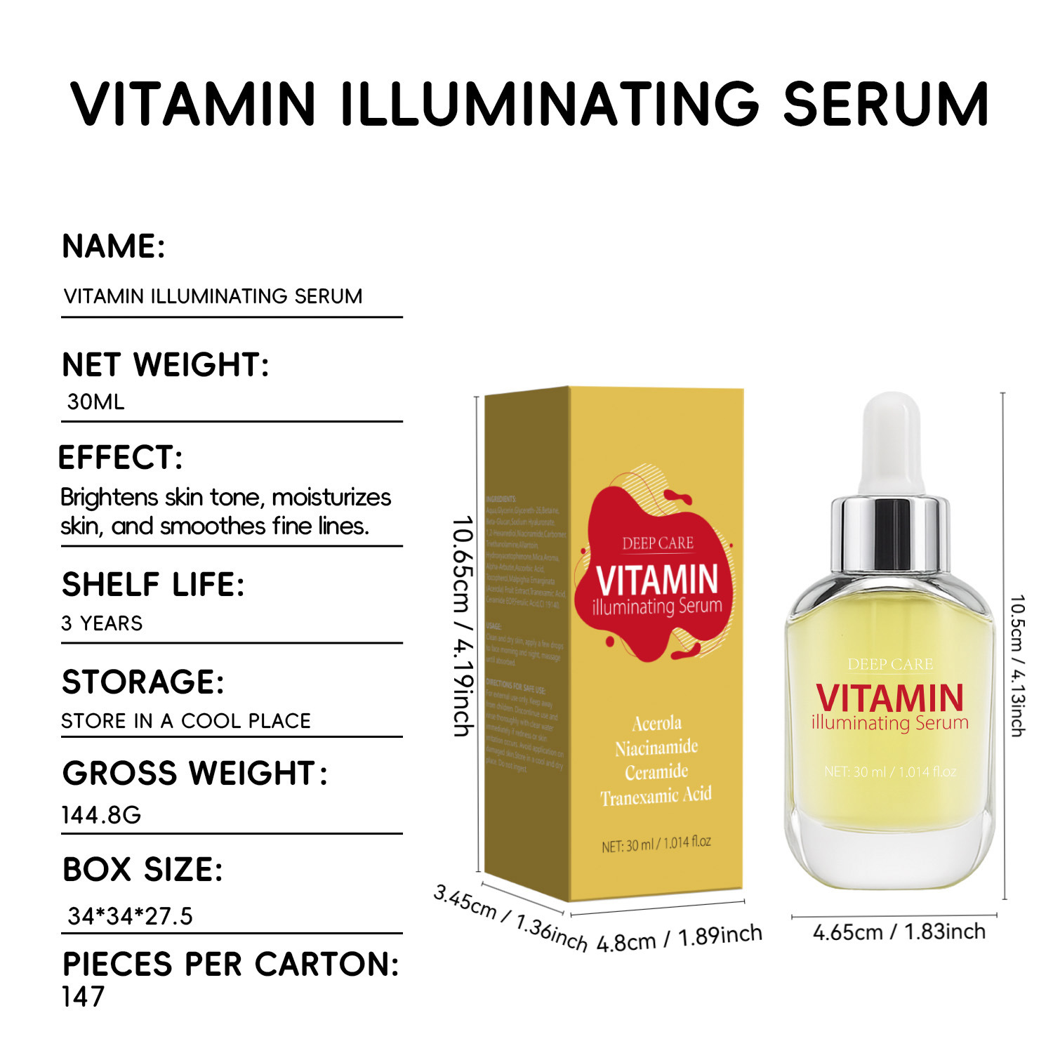 Vitamin Brightening Essence Even Skin Tone Radiance Boosting Daily Face Treatment 30ml