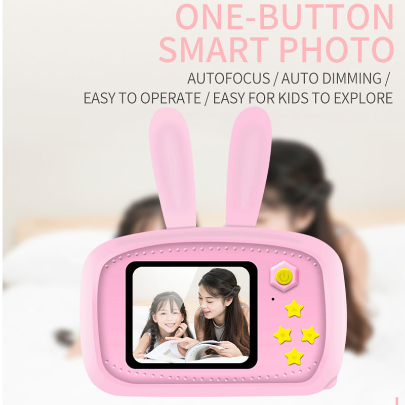 (WT 32G TF Card) New Mini Cartoon Rabbit Camera 2 Inch HD Screen Educational Children Toys Portable Video Digital Camera SLR Camera For Kid Gifts