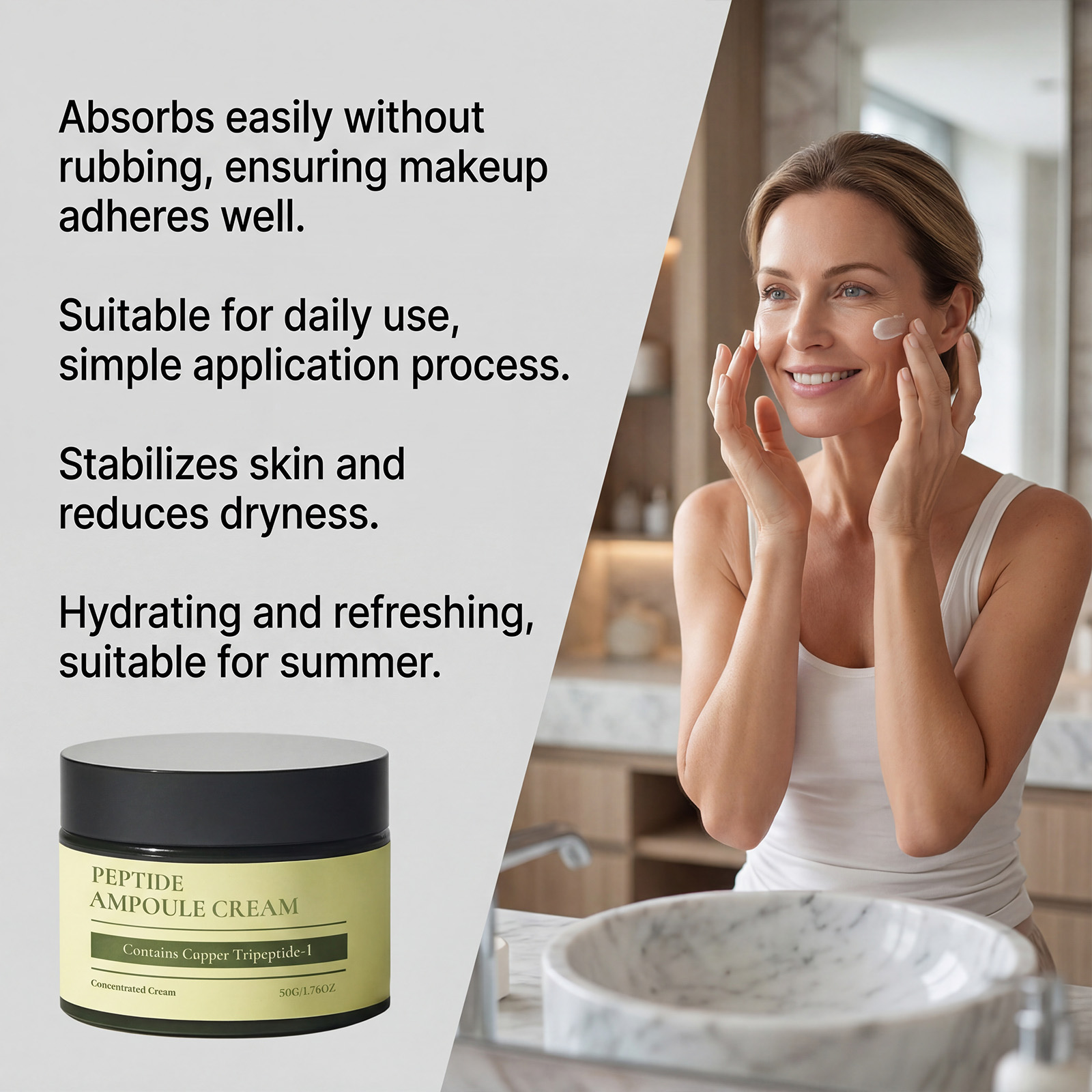 Copper Peptide Moisturizing Cream Contains Copper Peptide Nourishes Skin Boosts Natural Radiance Hydrates Softens Facial Complexion