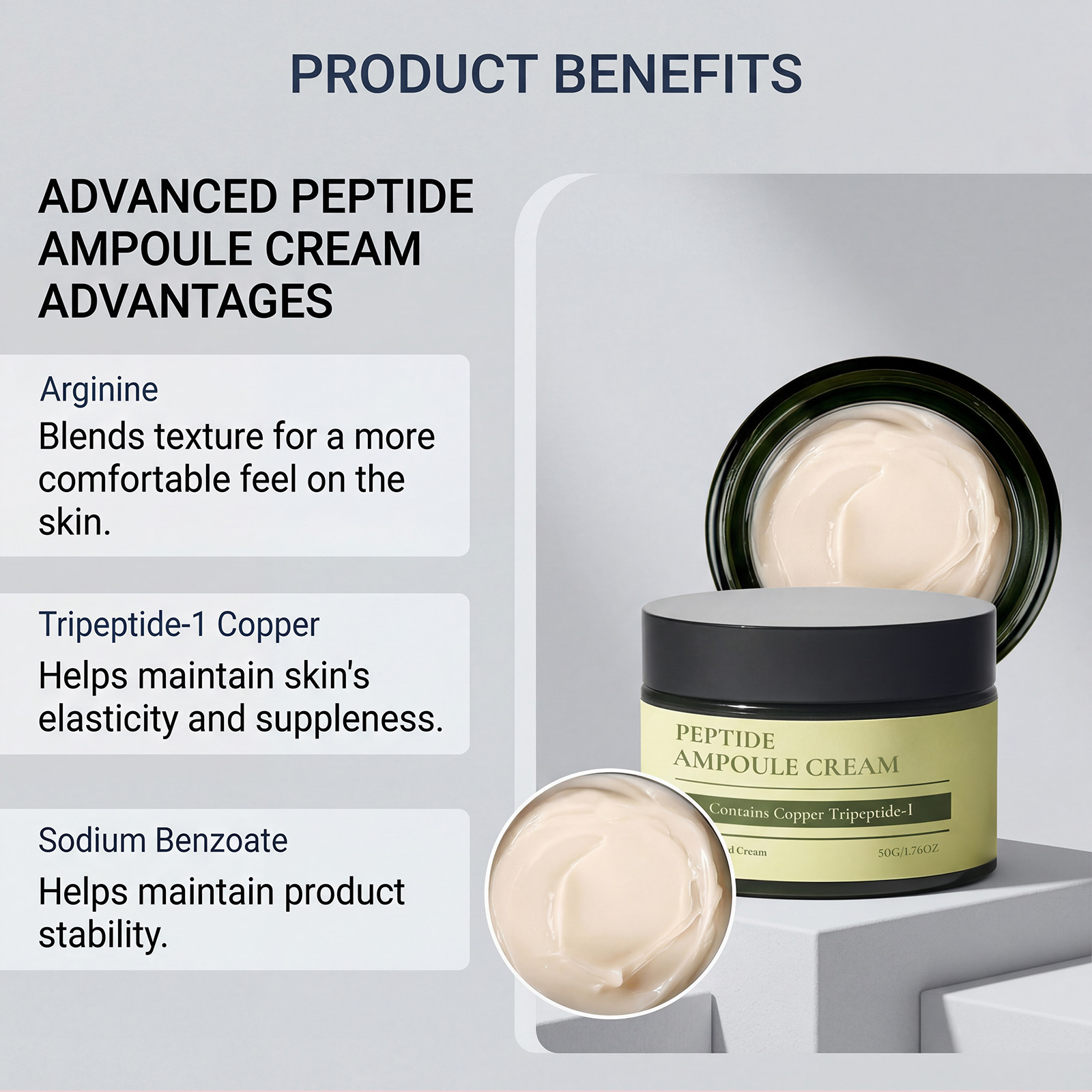 Copper Peptide Moisturizing Cream Contains Copper Peptide Nourishes Skin Boosts Natural Radiance Hydrates Softens Facial Complexion