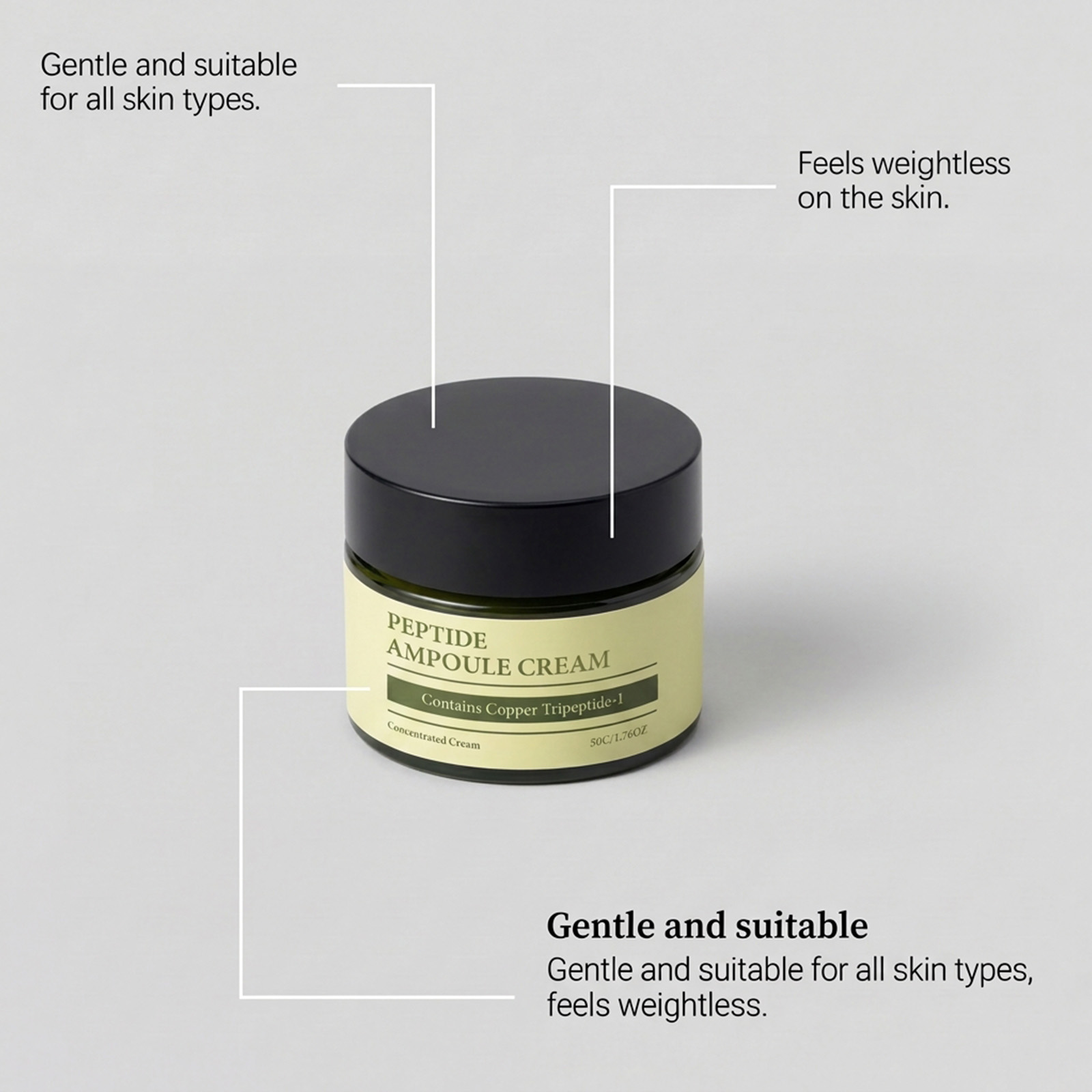 Copper Peptide Moisturizing Cream Contains Copper Peptide Nourishes Skin Boosts Natural Radiance Hydrates Softens Facial Complexion