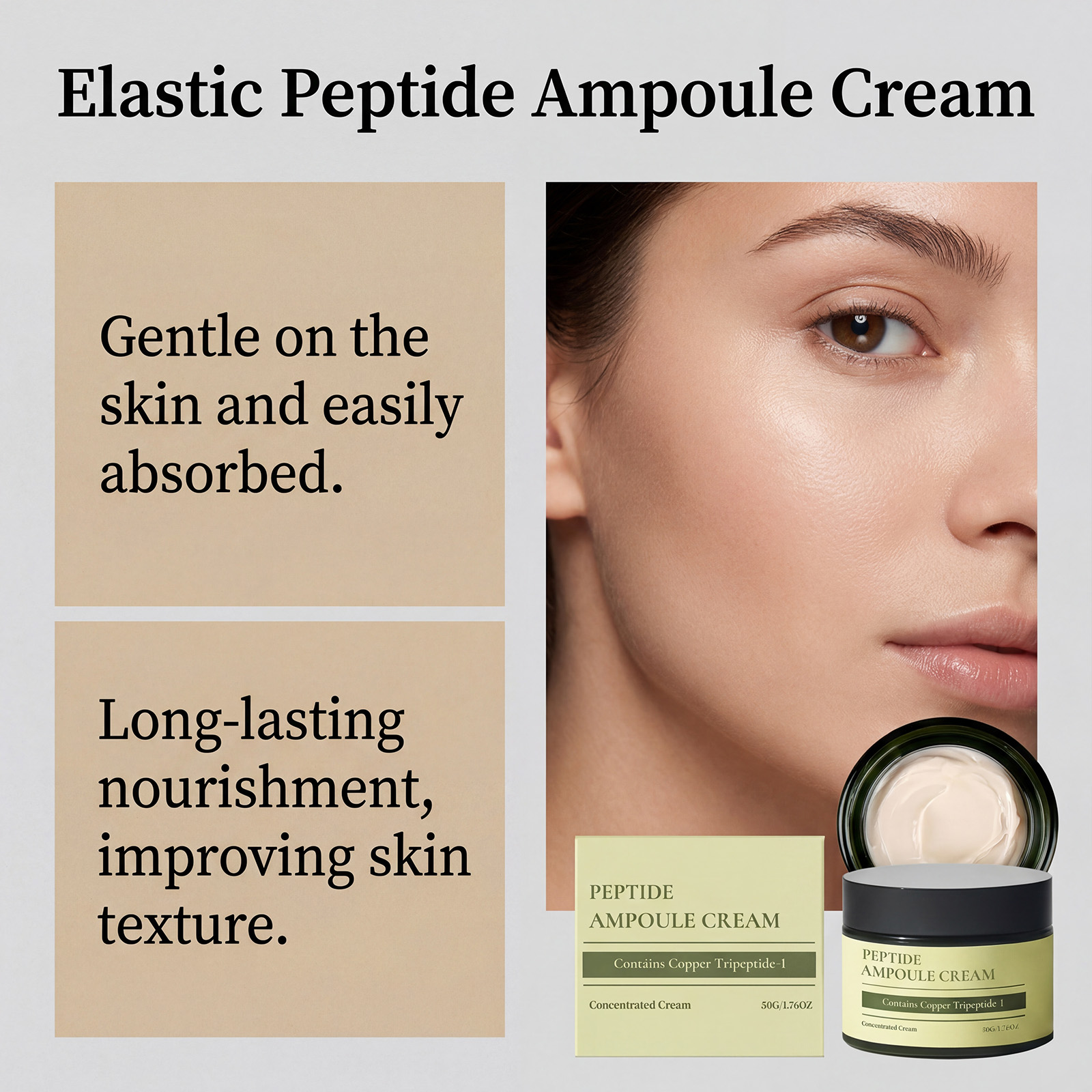 Copper Peptide Moisturizing Cream Contains Copper Peptide Nourishes Skin Boosts Natural Radiance Hydrates Softens Facial Complexion