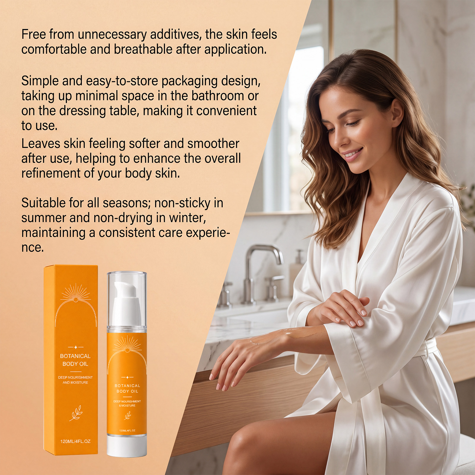Moisturizing Nourishing Body Essential Oil Silky Texture Mild Comfort Fresh Hydrating Glossy Skin Care Liquid