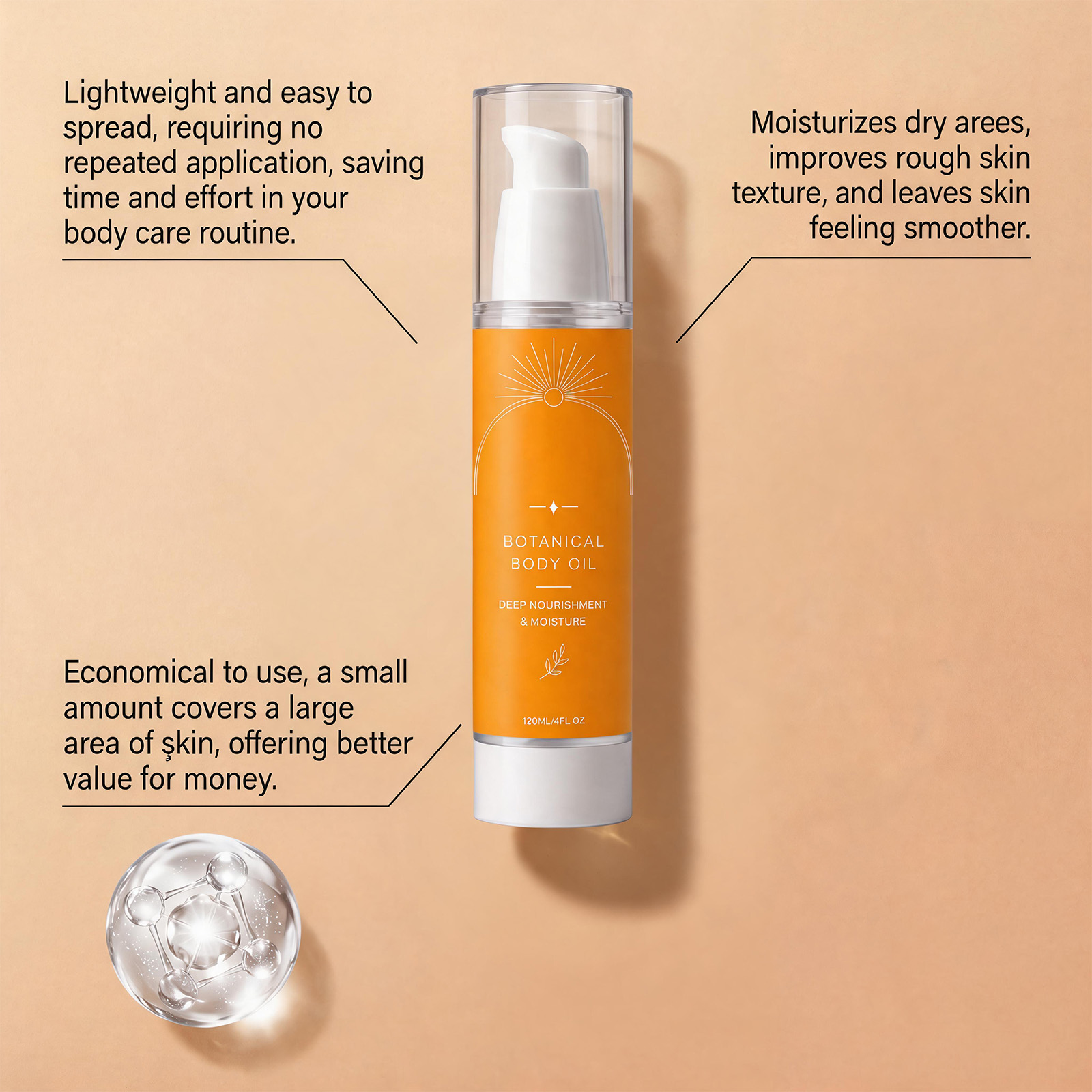 Moisturizing Nourishing Body Essential Oil Silky Texture Mild Comfort Fresh Hydrating Glossy Skin Care Liquid